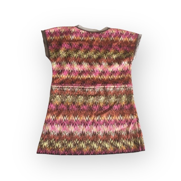 new Papillon Blanc 🝮 Sheer Woven Chiffon Top 🝮 Ikat Stripe 🝮 Pink Brown 🝮 L